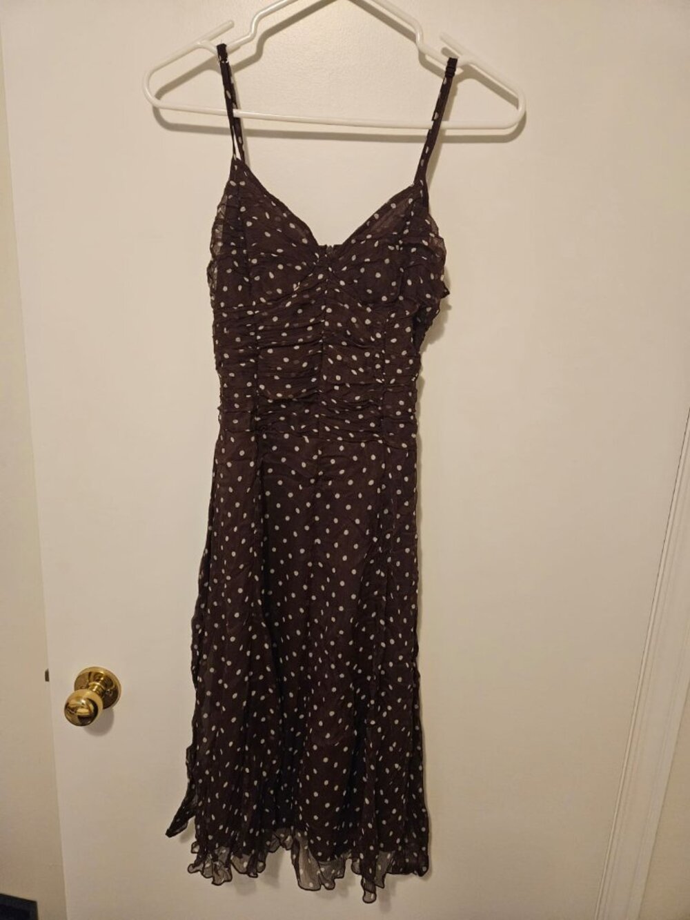 Brown and white polka-dot dress
